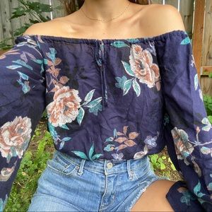 American Rag Floral Off The Shoulder Crop Top
